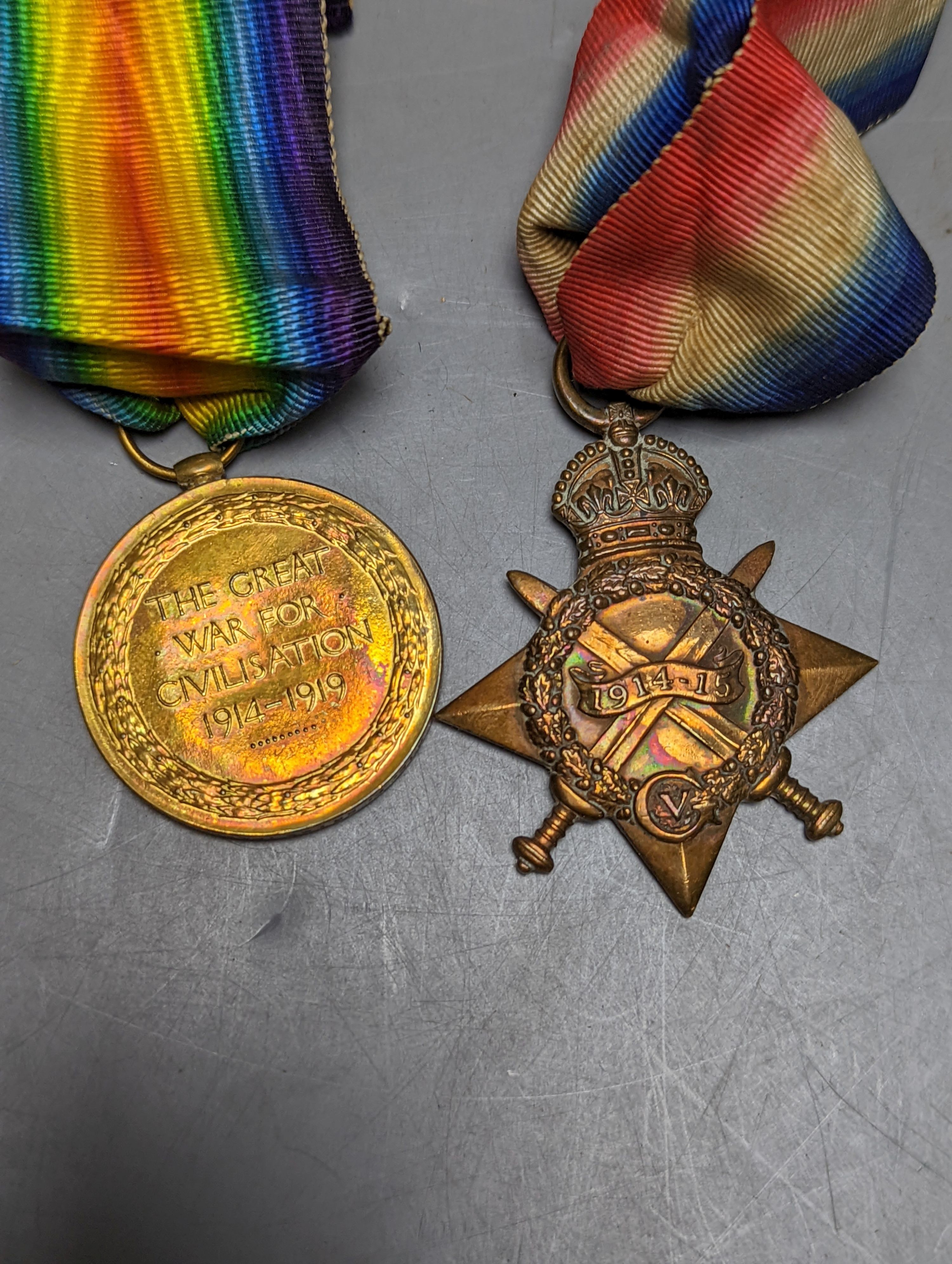 Five WWI medals to Pte. E. Harvey, SOM.L.I, 21622
